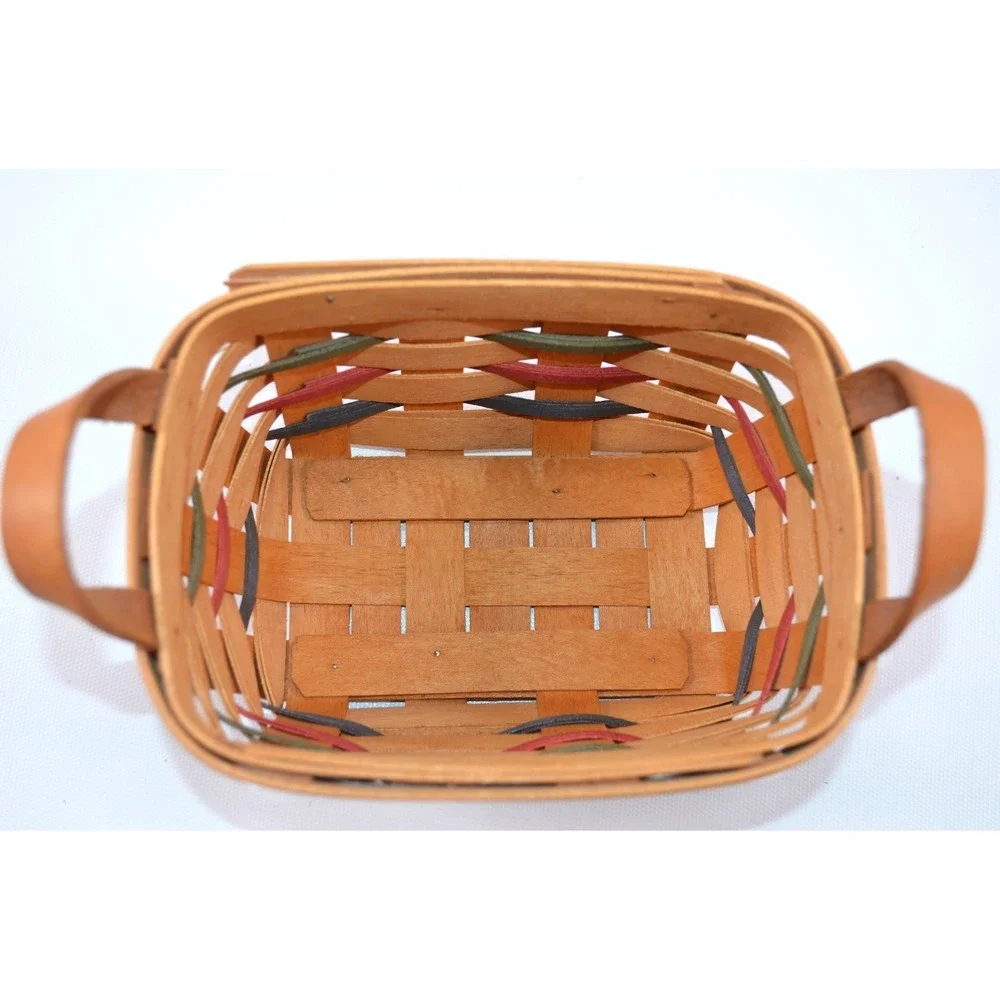 Longaberger Key Basket Combo 1995 Green Red Blue Accent Weaves
